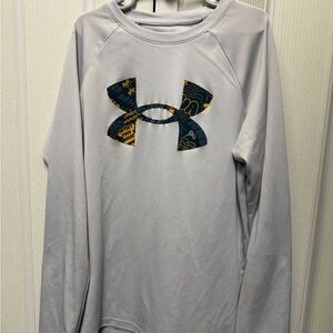 Under Armour White Long Sleeve with Blue and Yellow Logo